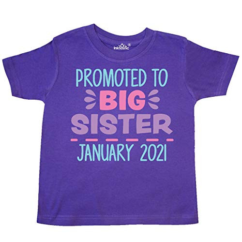 inktastic Promoted to Big Sister January 2021 Toddler T-Shirt 3T Purple 3b7fb