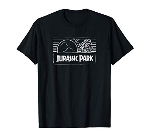 Jurassic Park Spray Paint Stencil White Sunset T-Shirt