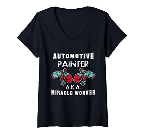 Womens Auto Car Painter Automobile Painter Paint Cars V-Neck T-Shirt