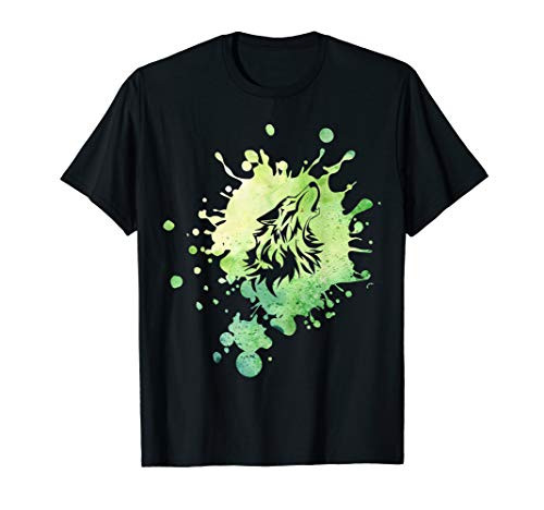 Wolf  Animal  Moon  Howl  Green  Paint  Cool  Gift T-Shirt
