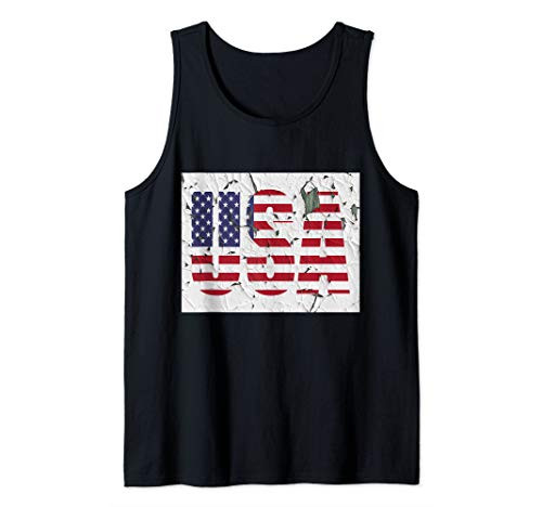 Distressed Peeling Paint USA Flag Tank Top Distressed Peeling Paint USA Flag Tank Top