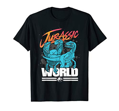 Jurassic World Colorful Raptor Trio Paint Splatter Logo T-Shirt