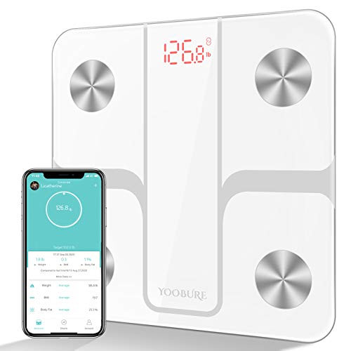 Yoobure Body Fat Scale Smart BMI Scale Digital Bathroom Wireless Weight Scale  Bluetooth Body Composition Analyzer Health Monitor with Tempered Glass Large Platform