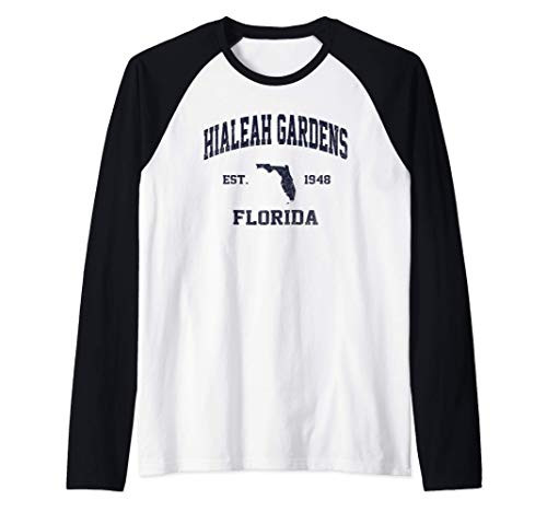 Hialeah Gardens Florida FL vintage state Athletic style Raglan Baseball Tee