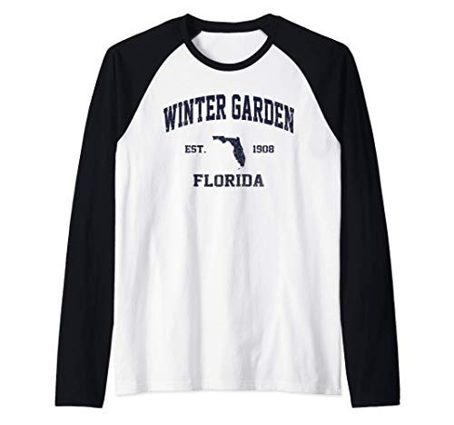Winter Garden Florida FL vintage state Athletic style Raglan Baseball Tee