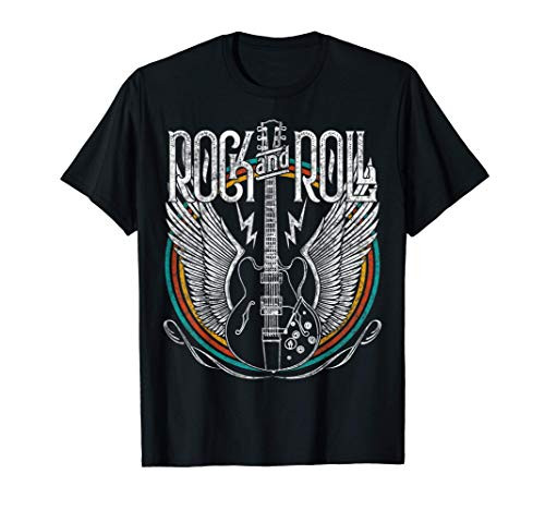 Vintage Retro Style 80s Rock  and  Roll Music Guitar Wings T-Shirt