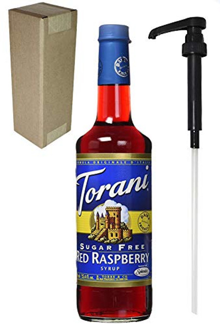 Torani Sugar Free Red Raspberry Flavoring Syrup 750mL 25.4 Fl Oz Glass Bottle Individually Boxed With Black Pump Torani Sugar Free Red Raspberry Flavoring Syrup 750mL 25.4 Fl Oz Glass Bottle Individually Boxed With Black Pump