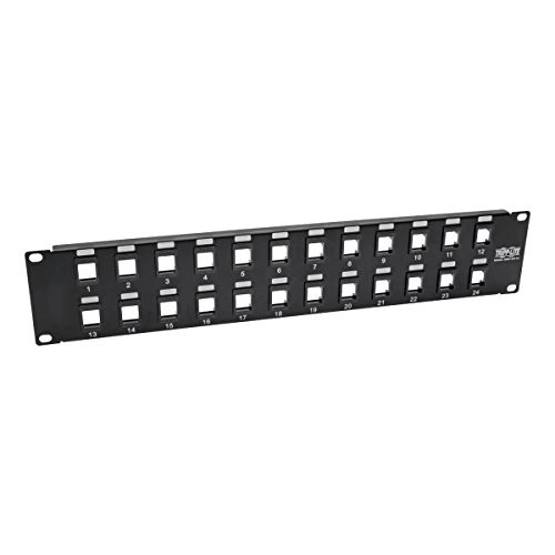 Tripp Lite 24-Port Keystone Blank Patch Panel RJ45  USB  HDMI  Cat5e   Cat6 Rackmount Unshielded 2URM TAA  N062-024-KJ