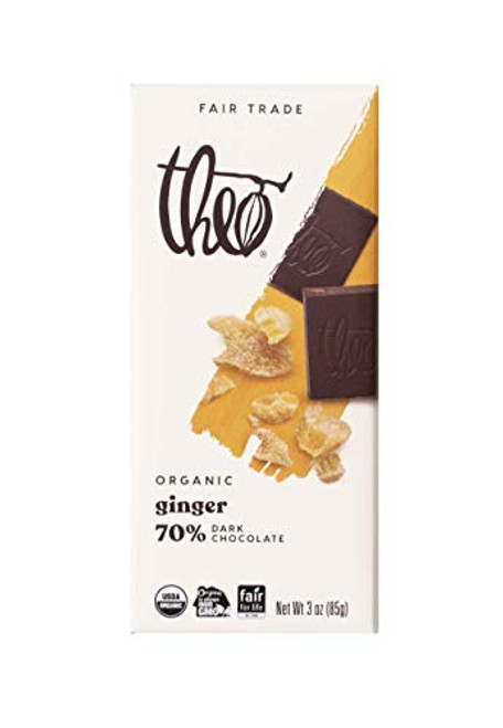Theo Chocolate Ginger Organic Dark Chocolate Bar 70% Cacao 6 Pack Vegan Chocolate Fair Trade Theo Chocolate Ginger Organic Dark Chocolate Bar 70% Cacao 6 Pack Vegan Chocolate Fair Trade