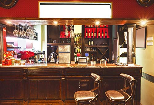 YEELE Bar Photography Backdrop 7x5ft Interior Bar at The Front Desk Background Pub Bar Winehouse Nightclub Decoration Kids Adults Portrait Photoshoot Props Digital Wallpaper