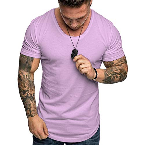 YOMXL Athletic Men's Performance Cotton Short Sleeve T-Shirt Classic Basic Solid Color Ultra Soft T-Shirt Purple YOMXL Athletic Men's Performance Cotton Short Sleeve T-Shirt Classic Basic Solid Color Ultra Soft T-Shirt Purple