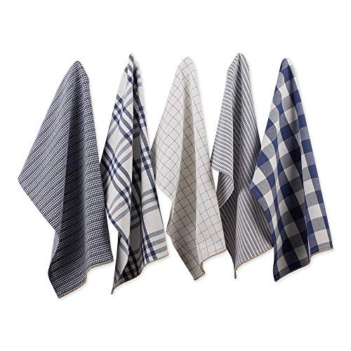 DII Farmhouse Basic Kitchen Collection Woven  18x28  French Blue 5 Piece