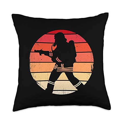 JonFriday USA Fire Department Firefighter Gifts Firefighter Retro Thin Red Line American Fireman Gift Throw Pillow  18x18  Multicolor