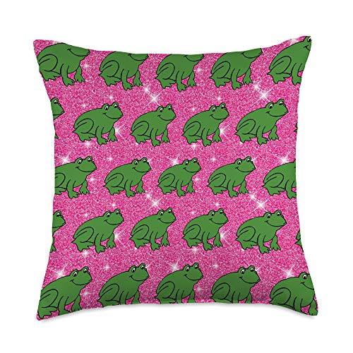 Gifts24Seven - Cute Frog Animal Lover Green Frog Amphibian Animals Pink Fantasy Lover Throw Pillow  18x18  Multicolor
