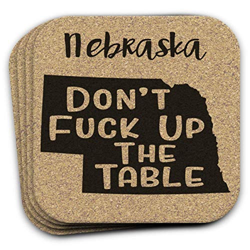 Nebraska State Gift Souvenir 4pc Cork Coaster Set