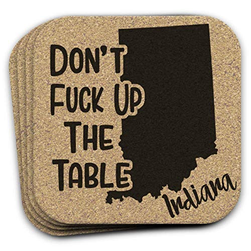 Indiana State Gift Souvenir 4pc Cork Coaster Set