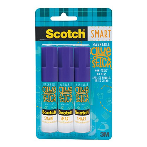 Scotch Smart Washable Glue Sticks  Purple  3-Pack  6108-EDU-3