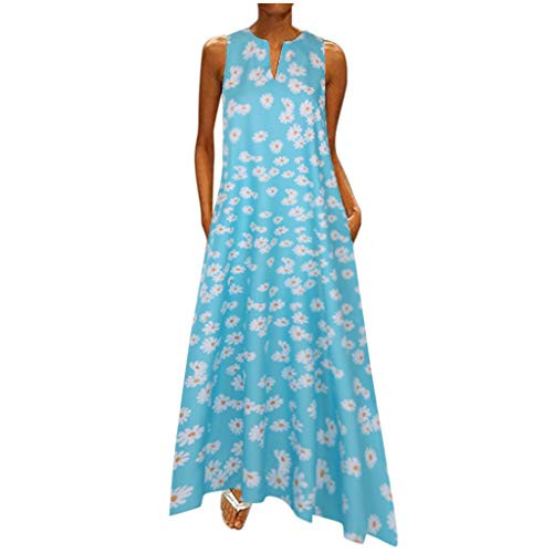 Ghazzi Women Dresses Women's Summer V Neck Sunflower Print Sleeveless Maxi Dress Casual Vintage Boho Long Maxi Dresses Sky Blue Ghazzi Women Dresses Women's Summer V Neck Sunflower Print Sleeveless Maxi Dress Casual Vintage Boho Long Maxi Dresses Sky Blue