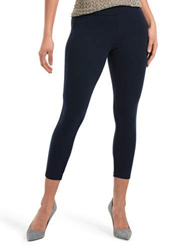 HUE womens Wide Waistband Blackout Cotton Capri Leggings  Assorted Hosiery  Navy  Medium US