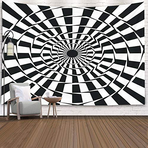 Crannel Wallpaper Tapestry Black White Spiral Optical Illusion Tapestry 80X60 Inches Wall Art Tapestries Hanging for Dorm Room Living Home Decorative Pink Ivory