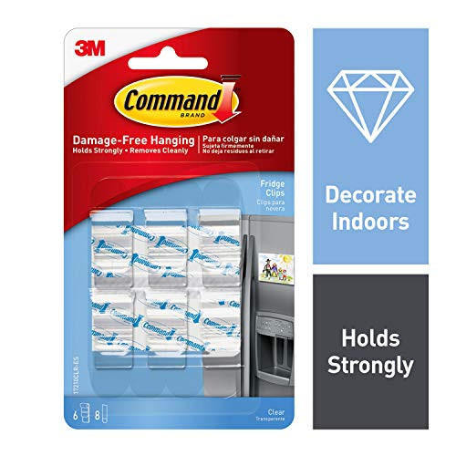 Command Fridge Clips, Clear, 6-Clips (17210CLR)