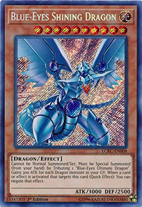 yu-gi-oh Blue-Eyes Shining Dragon - LCKC-EN008 - Secret Rare - 1st Edition - Legendary Collection Kaiba Mega Pack  1st Edition