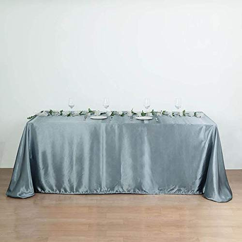 Efavormart 90x132 Rectangle Dusty Blue Wholesale Satin Tablecloth Banquet Linen Wedding Party Restaurant Tablecloth
