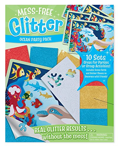 Melissa & Doug Mess-Free Glitter Ocean Party Pack - 10 Sets of Scene Cards and Sticker Sheets to Decorate