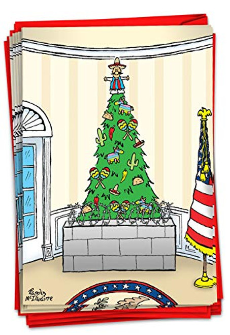 NobleWorks - 12 Funny Trump Christmas Cards - Boxed Political Holiday Humor Greeting Bulk Notecards with Envelopes 1 Design 12 Cards - Tree Wall C7123XSG-B12x1 NobleWorks - 12 Funny Trump Christmas Cards - Boxed Political Holiday Humor Greeting Bulk Notecards with Envelopes 1 Design 12 Cards - Tree Wall C7123XSG-B12x1