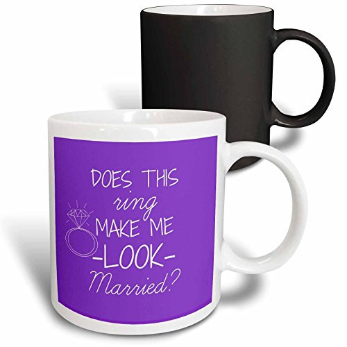 3dRose Does This Ring Make Me Look Engaged Mug  11 oz  White Purple