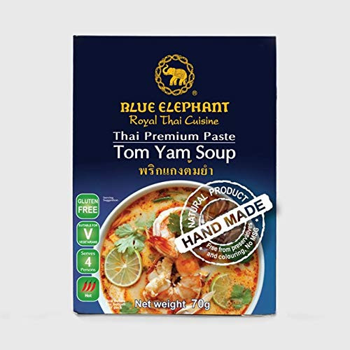 Blue Elephant Brand  Royal Thai Cuisine  Thai Premium Soup Paste  TOM YAM size 70g X 2 Packs
