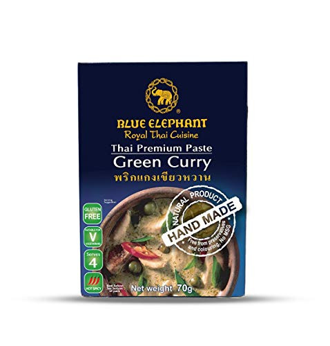 Blue Elephant Brand  Royal Thai Cuisine  Thai Premium Paste  GREEN CURRY  size 70g X 2 Packs