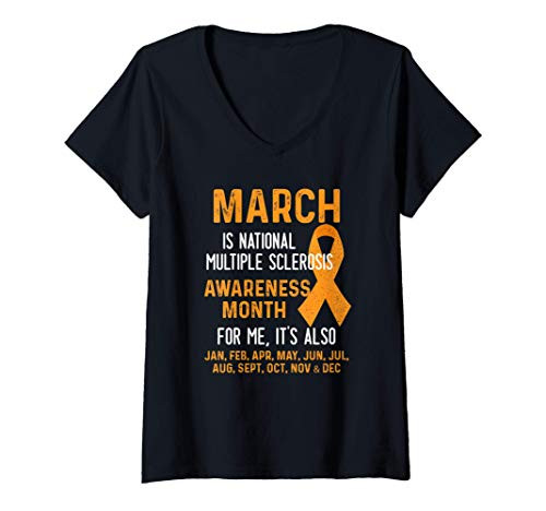 Womens March is National Multiple Sclerosis Awareness Month Orange V-Neck T-Shirt