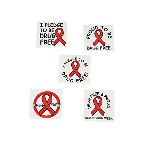 Fun Express - Red Ribbon Week Tattoos - Apparel Accessories - Temporary Tattoos - Regular Tattoos - 72 Pieces Fun Express - Red Ribbon Week Tattoos - Apparel Accessories - Temporary Tattoos - Regular Tattoos - 72 Pieces