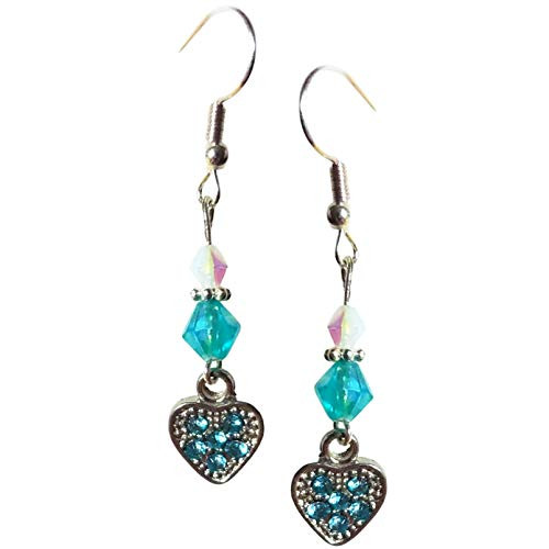 Silver Heart Earrings - Blue Rhinestone Heart Earrings - Blue Crystal Earrings - Heart Jewelry - Heart Gift - Valentine's Day Earrings - Valentine's Day Gift - Handmade Dangle Earrings Silver Heart Earrings - Blue Rhinestone Heart Earrings - Blue Crystal Earrings - Heart Jewelry - Heart Gift - Valentine's Day Earrings - Valentine's Day Gift - Handmade Dangle Earrings