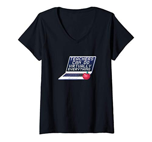 Womens Teachers Can Do Virtually Everything - Remote Learning V-Neck T-Shirt