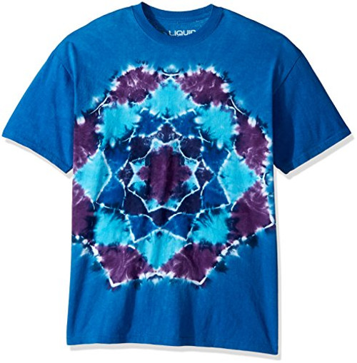 Liquid Blue Men's Unprinted Blue Mandala Short Sleeve T-Shirt  Multi Tie Dye  2XL Liquid Blue Men's Unprinted Blue Mandala Short Sleeve T-Shirt  Multi Tie Dye  2XL