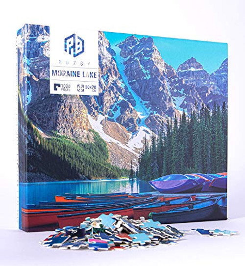 Puzby 1000 Piece Puzzles for Adults Kids - Moraine Lake - Jigsaw Puzzle Game Toys Gift Challenge Art Hard 20" x 27"