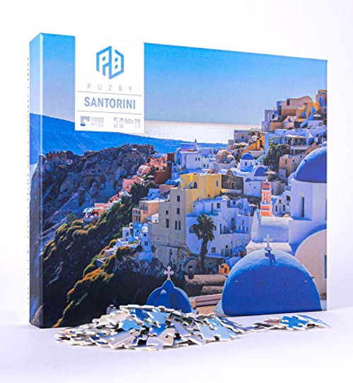 Puzby 1000 Piece Puzzles for Adults Kids - Santorini - Jigsaw Puzzle Game Toys Gift Challenge Art Hard 20" x 27"