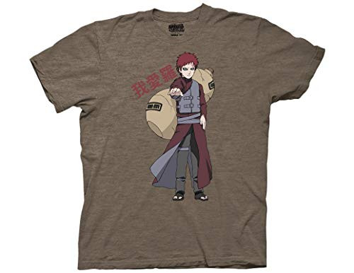 Ripple Junction Naruto - Shippuden Gaara Posing with Kanji Adult T-Shirt SM Heather Brown