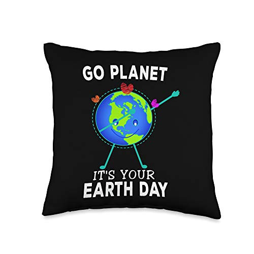 Green Planet Dabbing Earth Design Gifts Cute Go Planet Earth Day Dabbing Green Gift Throw Pillow  16x16  Multicolor