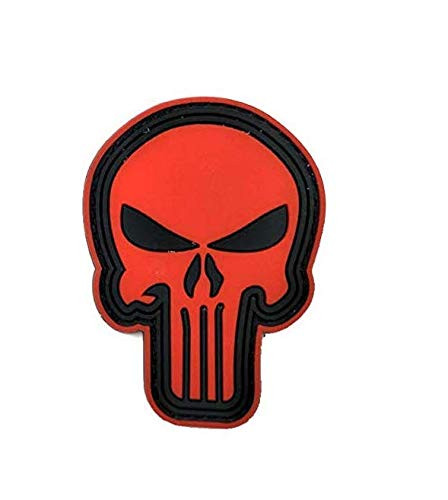 Morton Home 3D PVC Punisher Skull Army Morale MILSPEC Airsoft Tactical Patch (red)