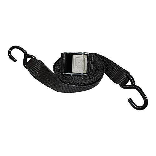 SGT KNOTS Gunwale Boat Straps with Zinc Plated Hooks - Heavy Duty Cam Buckle Transom Strap  2" x 20ft  Black