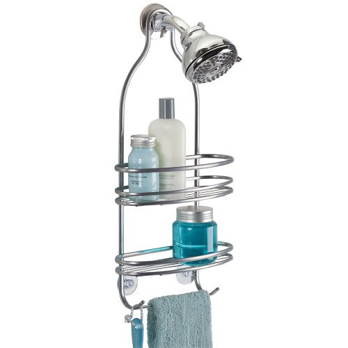 InterDesign Axis Hanging Shower Caddy - Bathroom Storage Shelves for Shampoo, Conditioner and Soap, Silver