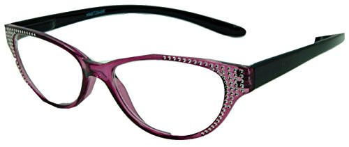 In Style Eyes Rubber Neckin Cateye Neck Hanging Reading Glasses  Lightweight  Purple  1.0x