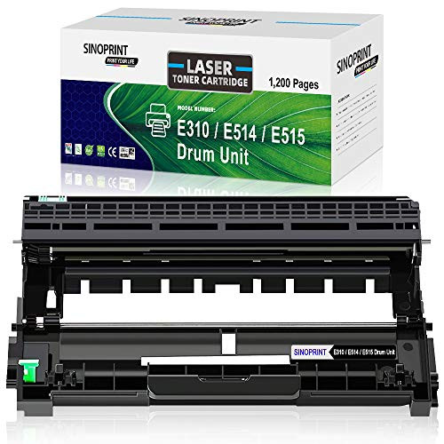 SINOPRINT Compatible Drum Unit Replacement for Dell E310 E514 E515 Drum for Dell E310dw E514dw E515dw E515dn Drum Cartridge High Yield 12 000 Pages  1 Pack