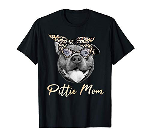 Pittie Mom Cute Pitbull Mama Leopard Print Pit Bull Gift T-Shirt