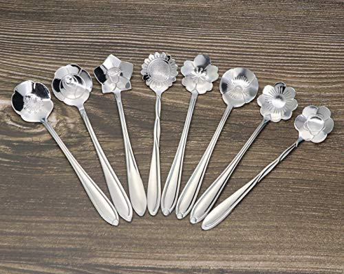 Creative Flower Coffee Spoon, Stirring Spoon, Sugar Spoon, Stir Bar Spoon, Mixing Spoon, Tea Spoon, Ice Tea Spoon, Ice Cream Spoons (silver) Creative Flower Coffee Spoon, Stirring Spoon, Sugar Spoon, Stir Bar Spoon, Mixing Spoon, Tea Spoon, Ice Tea Spoon, Ice Cream Spoons (silver)