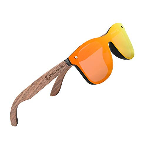 Frameless Wood Retro Sunglasses Polarized Siamese Sunglasses Orange Mirror