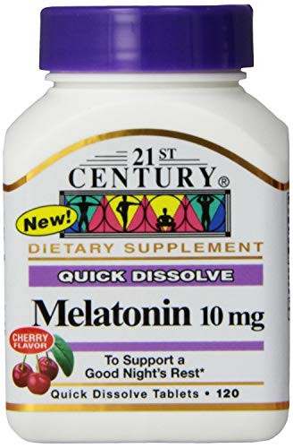 21st Century Melatonin Quick Dissolve Tablets  Cherry  10 mg  120 Count  Pack of 2